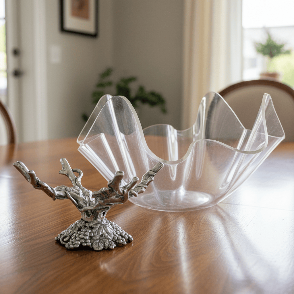 Arthur Court Grape Grapevine Stand Acrylic Bowl 14