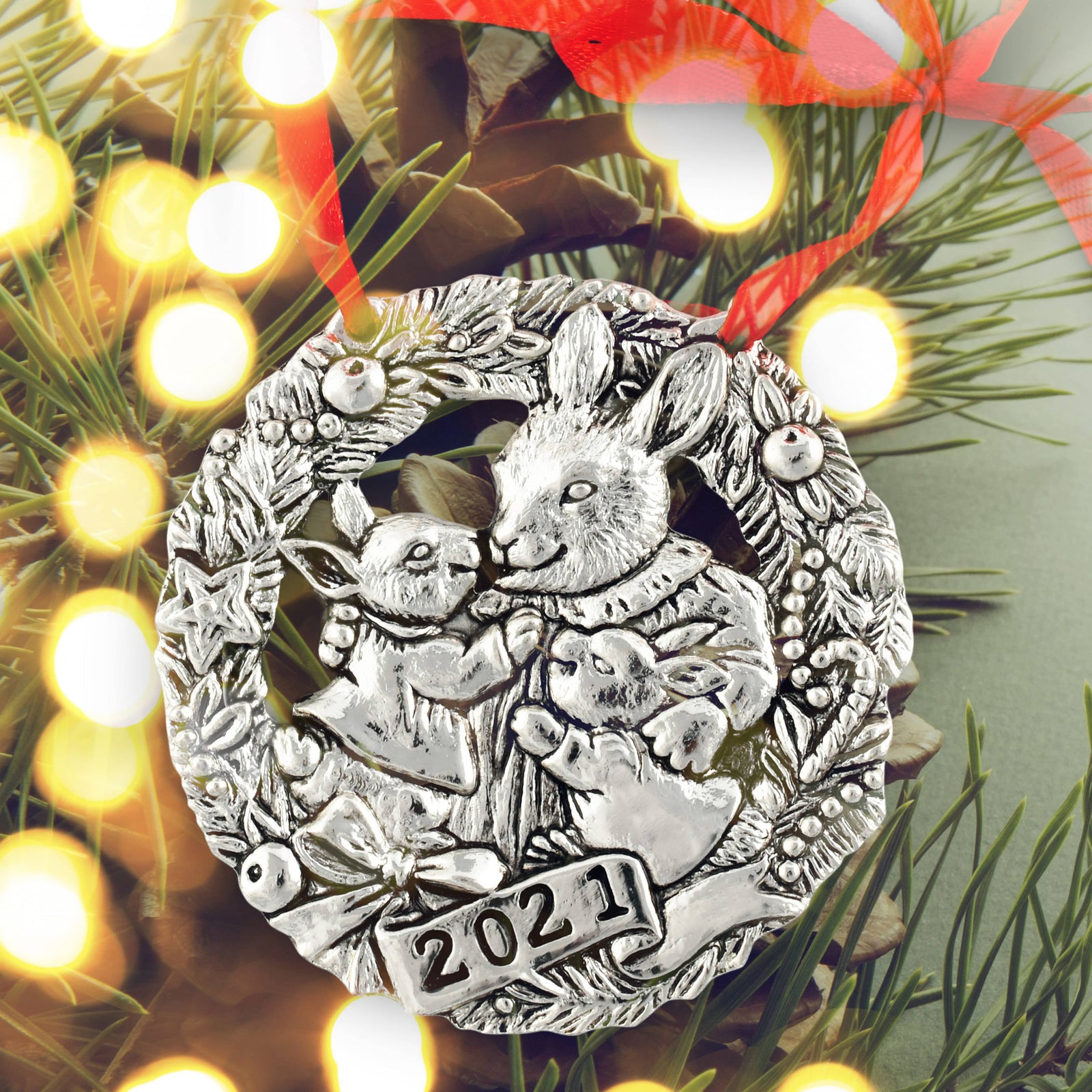 Arthur Court Holidays 2021 "To Grandma's House we go" Bunny Ornament