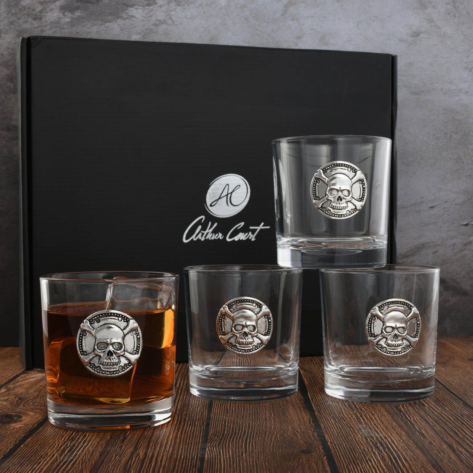 Arthur Court Holidays Skull Bar Glasses Set of 4