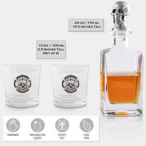 Arthur Court Holidays Skull Decanter Set with a set Double old Glasses