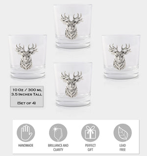 Arthur Court Lodge Style Elk Head Bar Glasses Set of 4