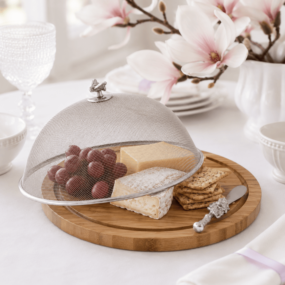 Arthur Court Magnolia Bee 3 Piece Picnic Cheese Board / Spreader
