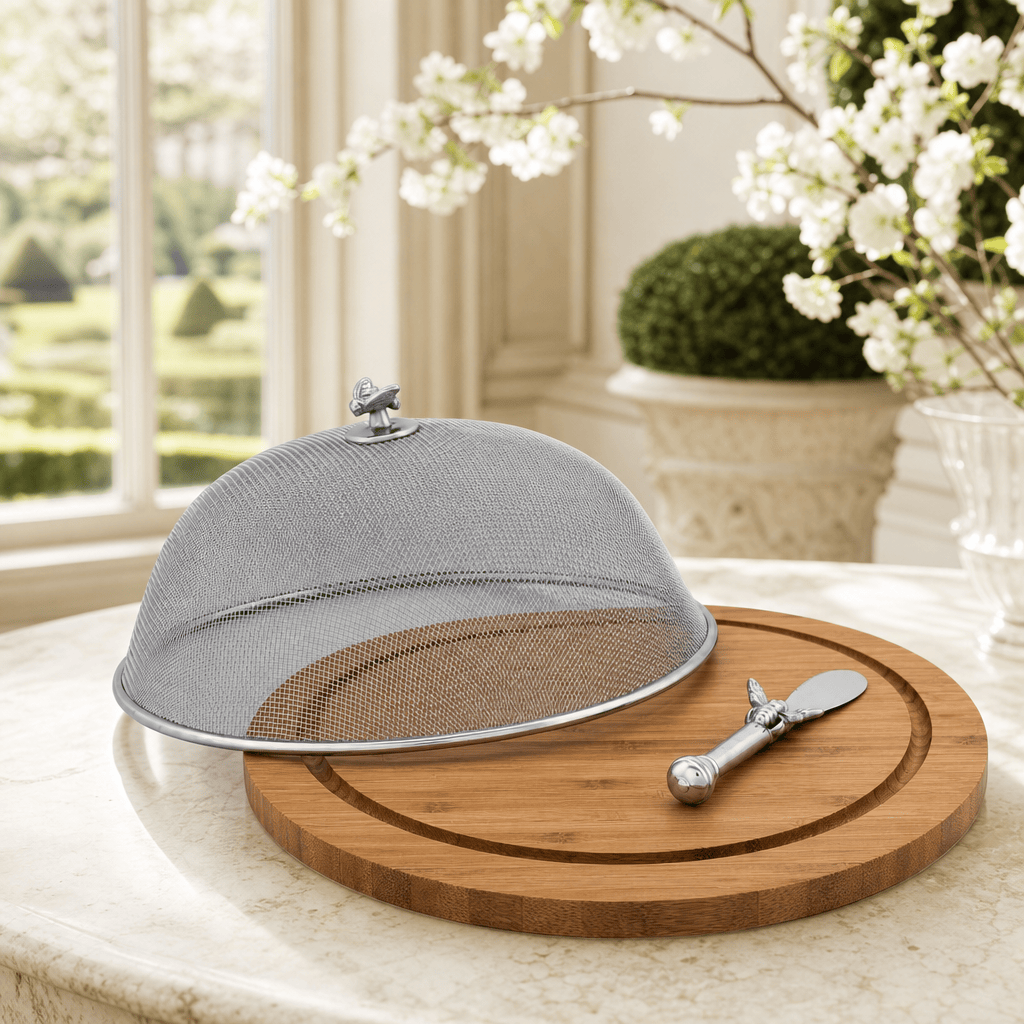 Arthur Court Magnolia Bee 3 Piece Picnic Cheese Board / Spreader