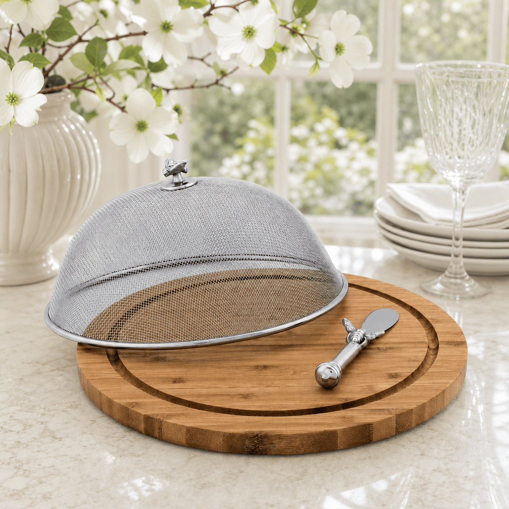 Arthur Court Magnolia Bee 3 Piece Picnic Cheese Board / Spreader