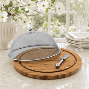 Arthur Court Magnolia Bee 3 Piece Picnic Cheese Board / Spreader