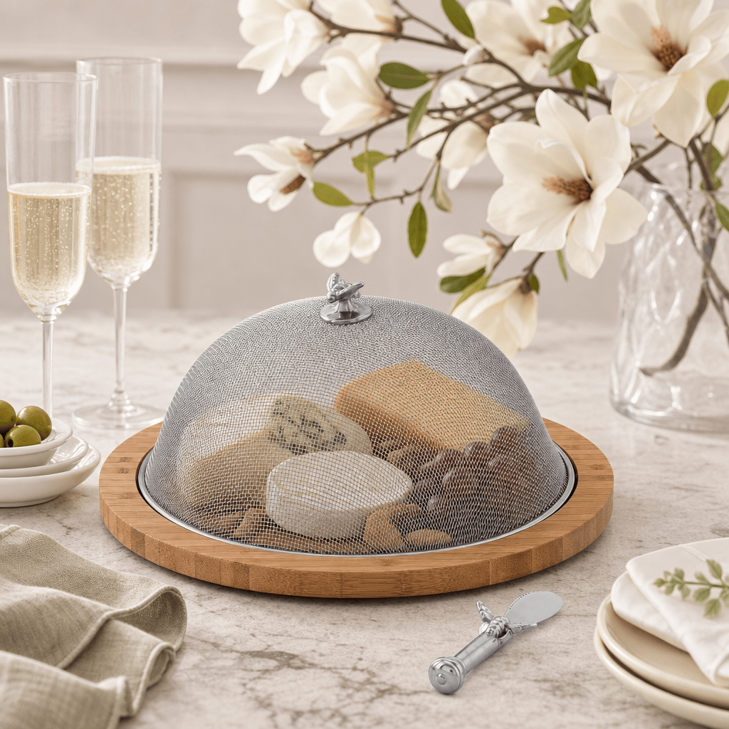 Arthur Court Magnolia Bee 3 Piece Picnic Cheese Board / Spreader