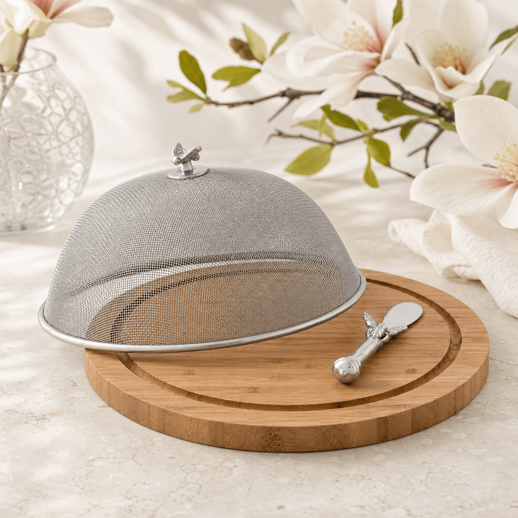 Arthur Court Magnolia Bee 3 Piece Picnic Cheese Board / Spreader