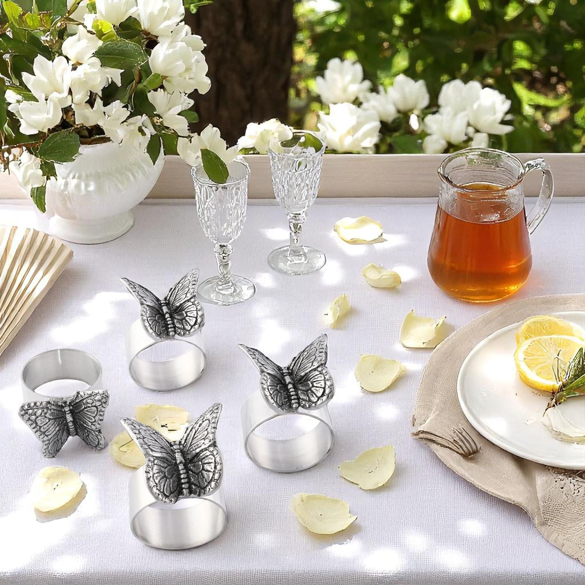 Arthur Court Magnolia Butterfly Napkin Rings - set of 4