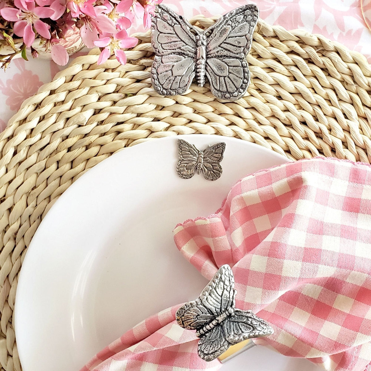 Arthur Court Magnolia Butterfly Napkin Rings - set of 4