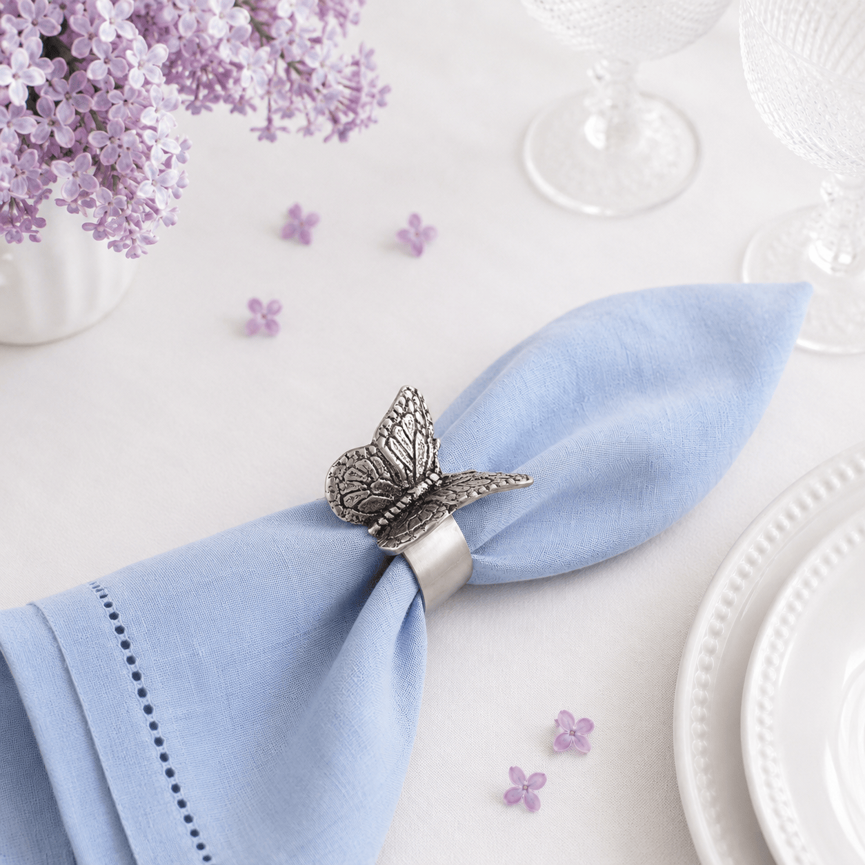 Arthur Court Magnolia Butterfly Napkin Rings - set of 4