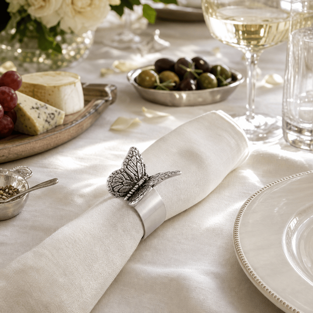Arthur Court Magnolia Butterfly Napkin Rings - set of 4