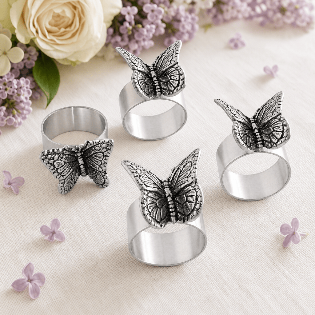 Arthur Court Magnolia Butterfly Napkin Rings - set of 4