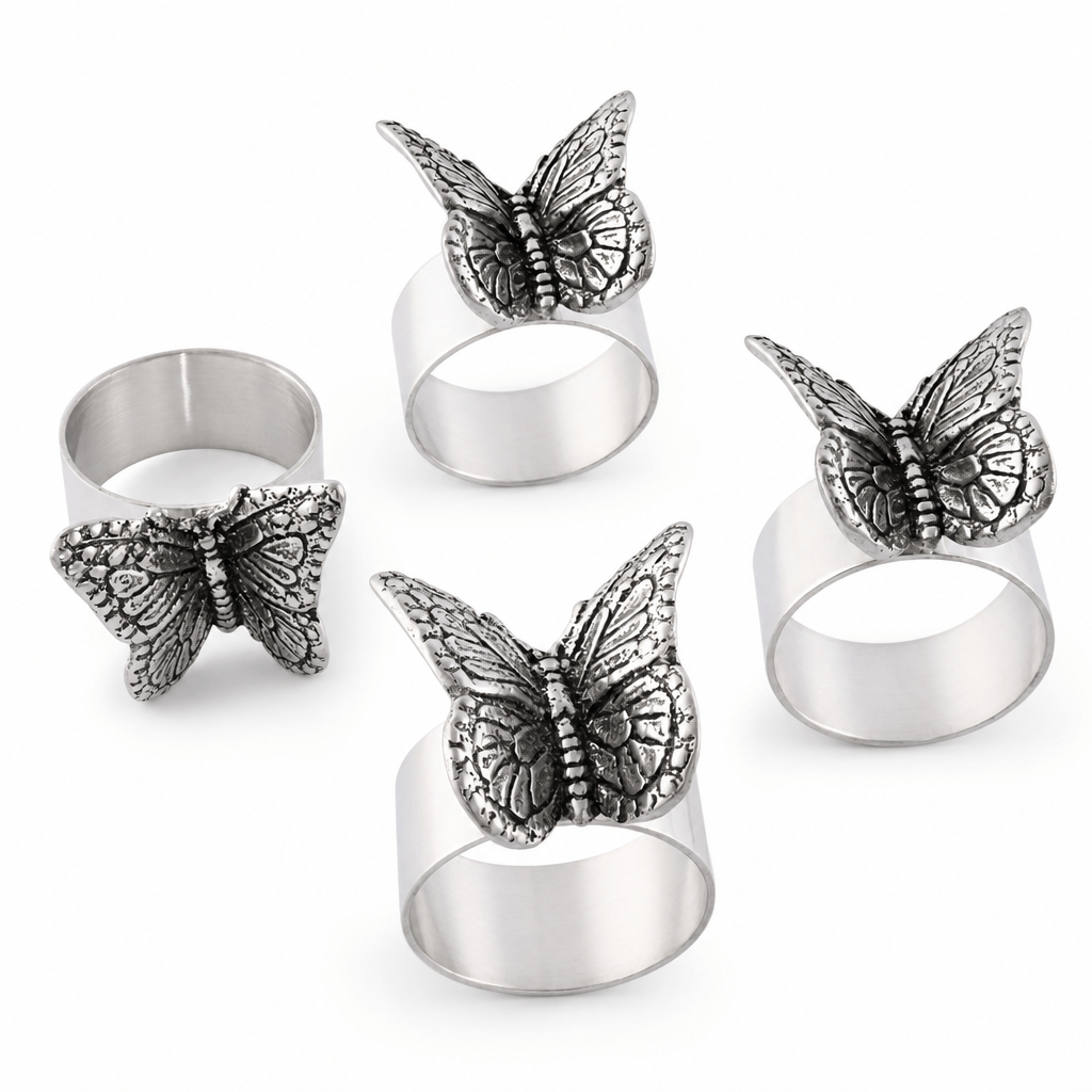 Arthur Court Magnolia Butterfly Napkin Rings - set of 4