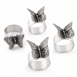 Arthur Court Magnolia Butterfly Napkin Rings - set of 4
