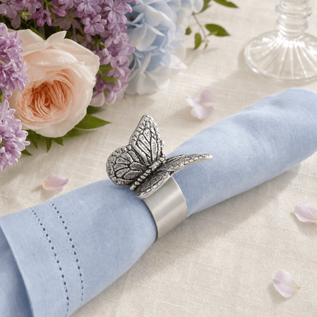 Arthur Court Magnolia Butterfly Napkin Rings - set of 4