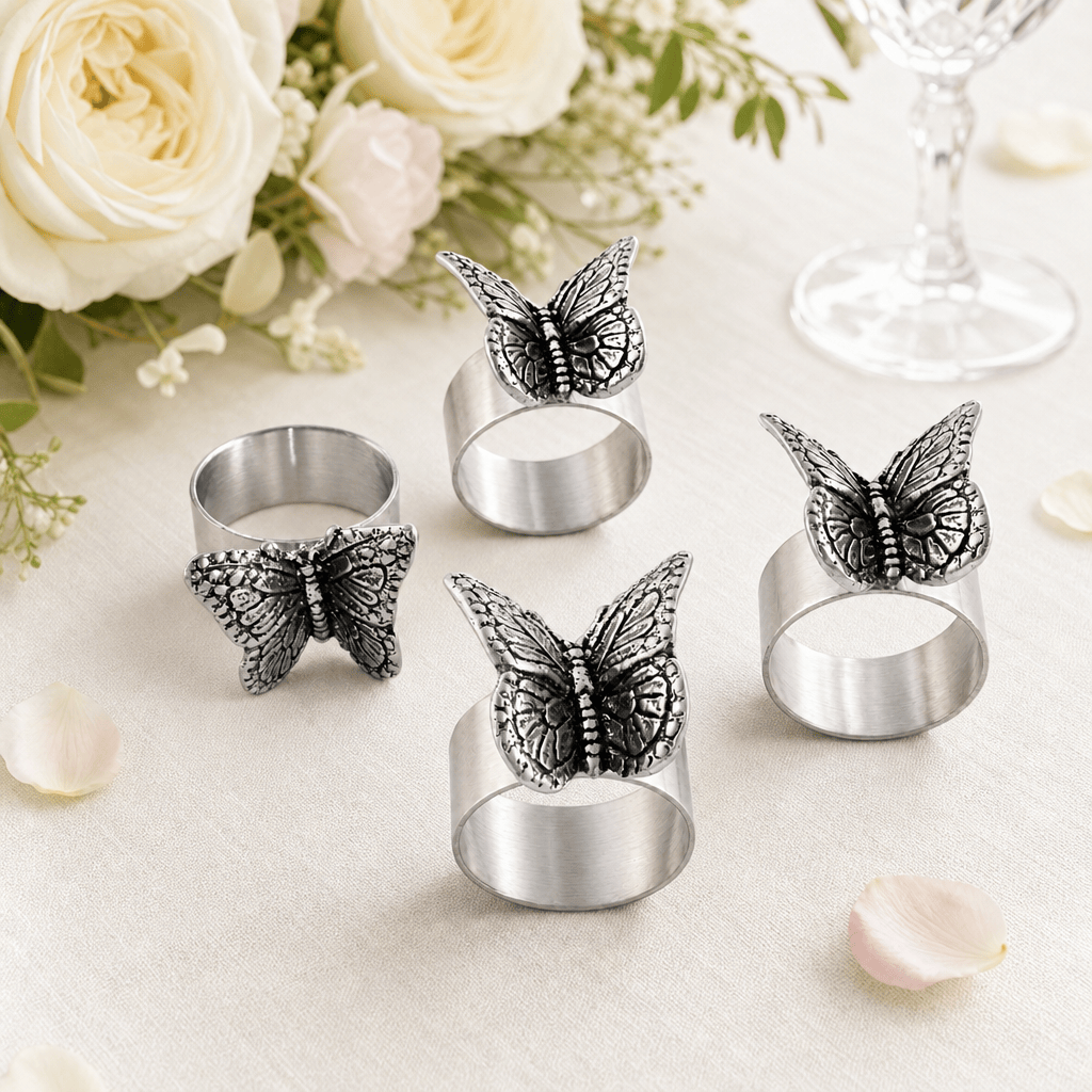 Arthur Court Magnolia Butterfly Napkin Rings - set of 4