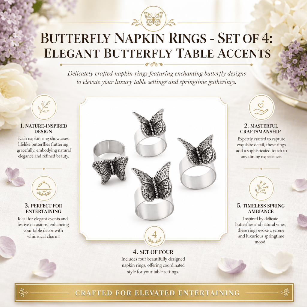 Arthur Court Magnolia Butterfly Napkin Rings - set of 4