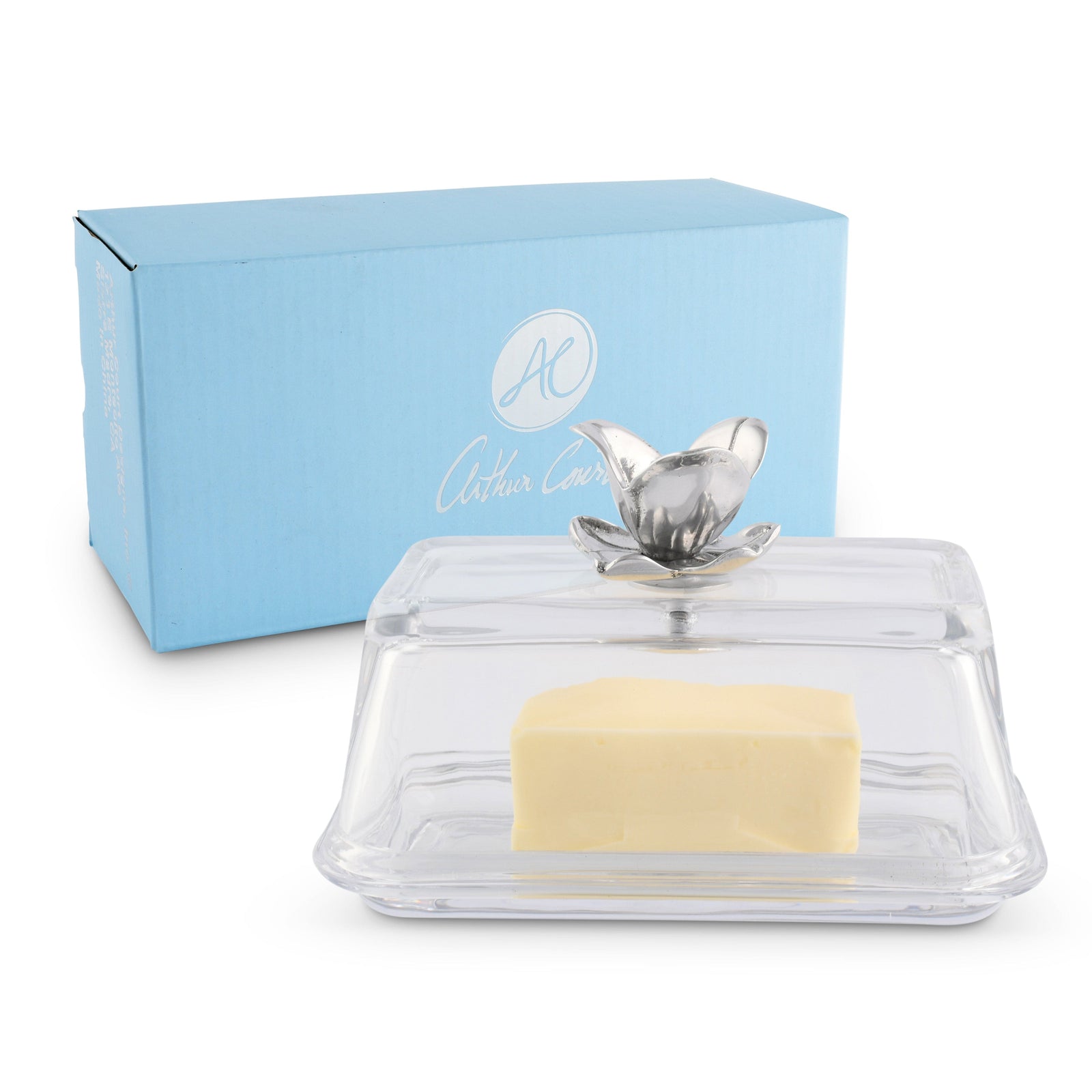 Arthur Court Magnolia Glass Butter Dish - Magnolia