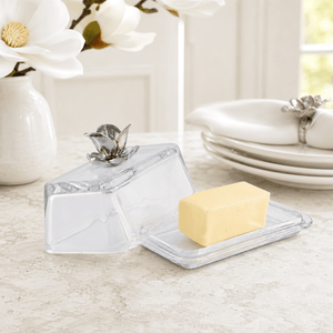 Arthur Court Magnolia Glass Butter Dish - Magnolia