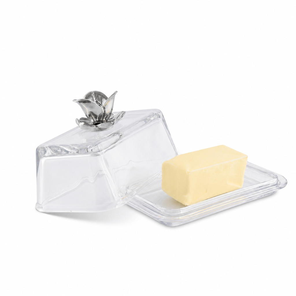Arthur Court Magnolia Glass Butter Dish - Magnolia