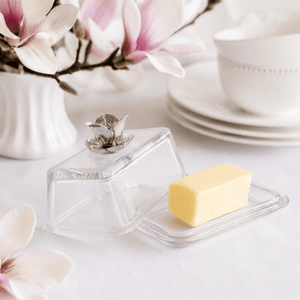 Arthur Court Magnolia Glass Butter Dish - Magnolia