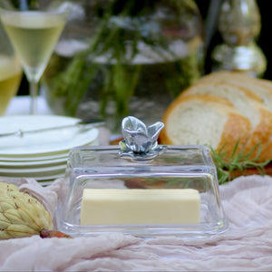 Arthur Court Magnolia Glass Butter Dish - Magnolia