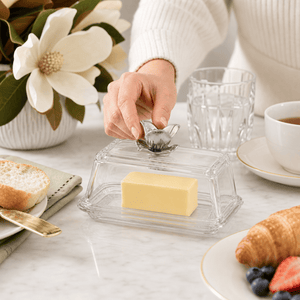 Arthur Court Magnolia Glass Butter Dish - Magnolia
