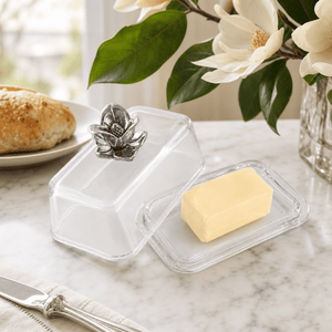 Arthur Court Magnolia Glass Butter Dish - Magnolia