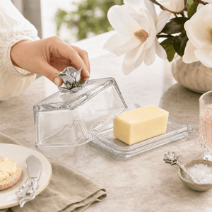 Arthur Court Magnolia Glass Butter Dish - Magnolia