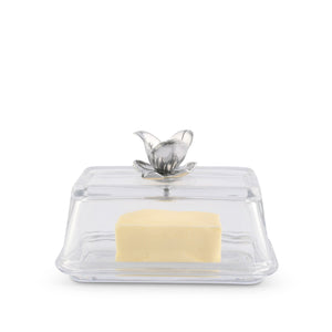 Arthur Court Magnolia Glass Butter Dish - Magnolia