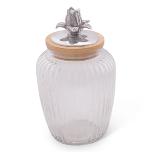 Arthur Court Magnolia Large  60 oz Magnolia Knob Glass Canisters