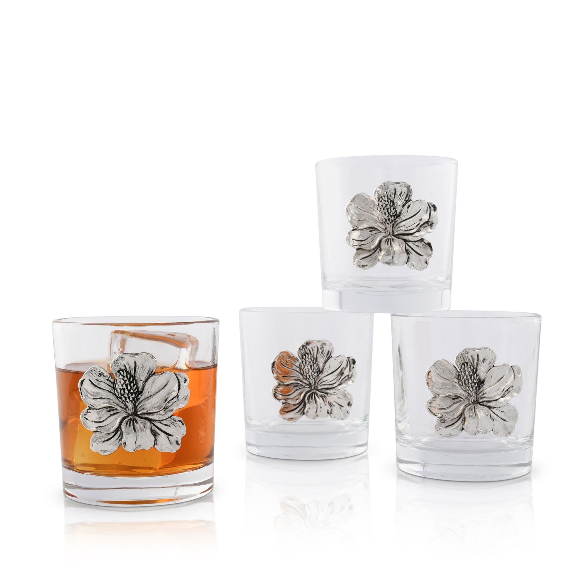 Arthur Court Designs 4 - Piece 12oz. Magnolia Whiskey Glass Glassware Set (Set of 4)