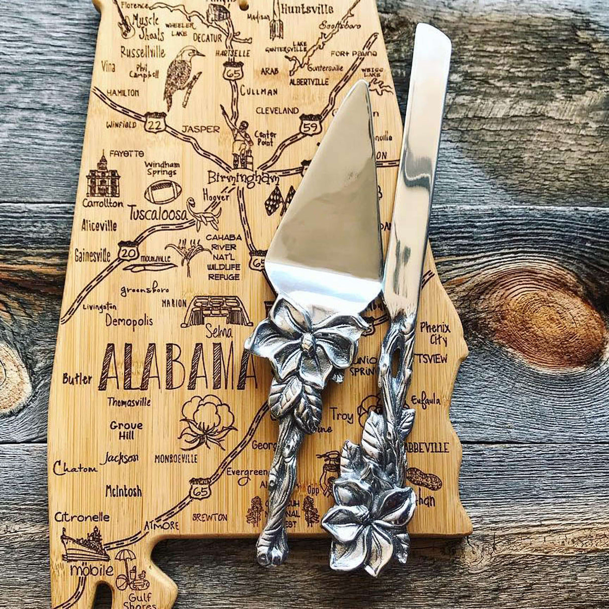 Arthur Court Magnolia Magnolia Cake Knife and Pie Server