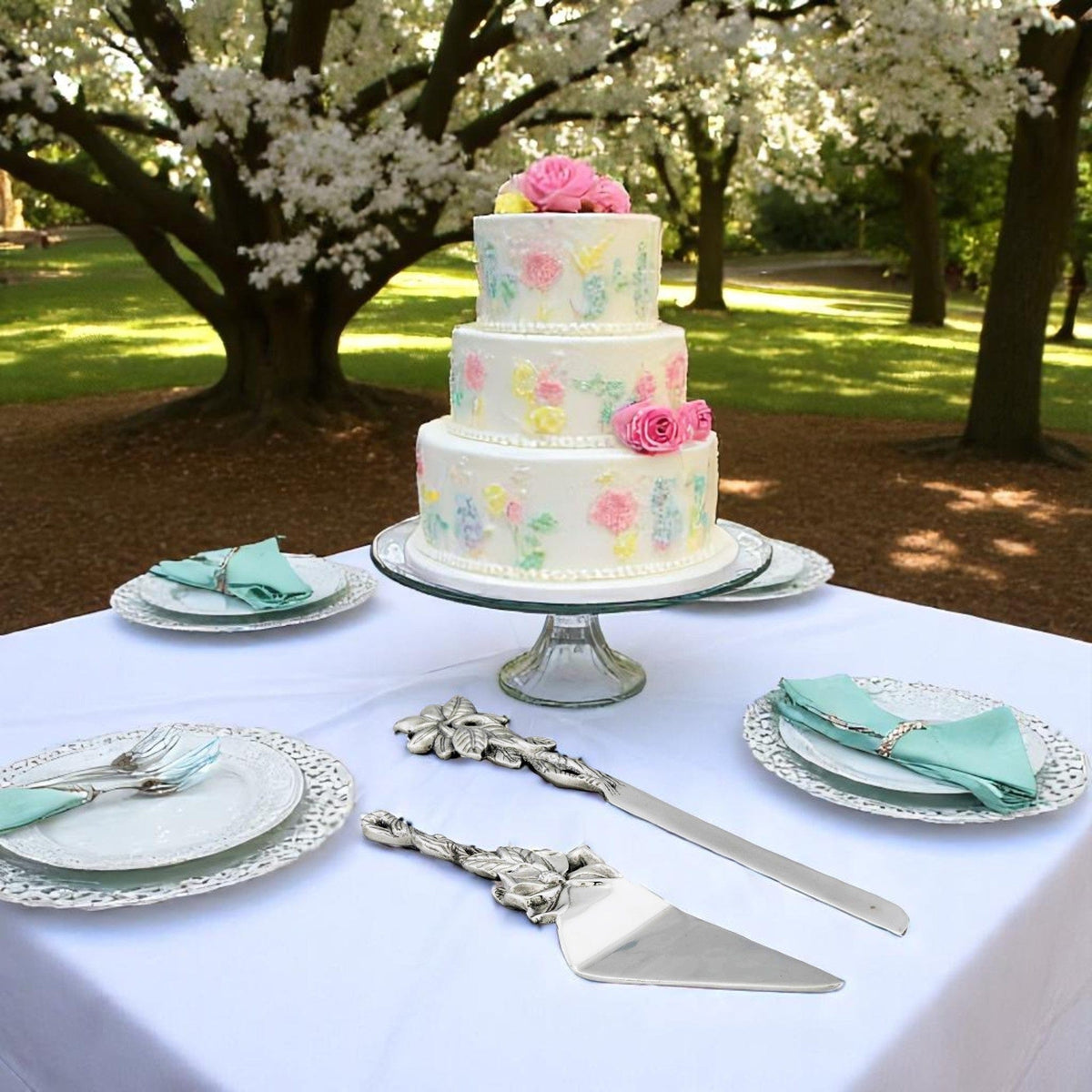 Arthur Court Magnolia Magnolia Cake Knife and Pie Server