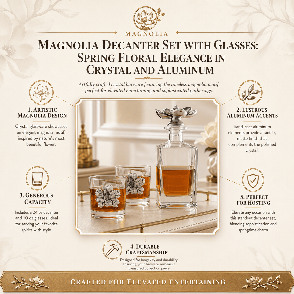 Arthur Court Magnolia Magnolia Decanter Set with Glasses