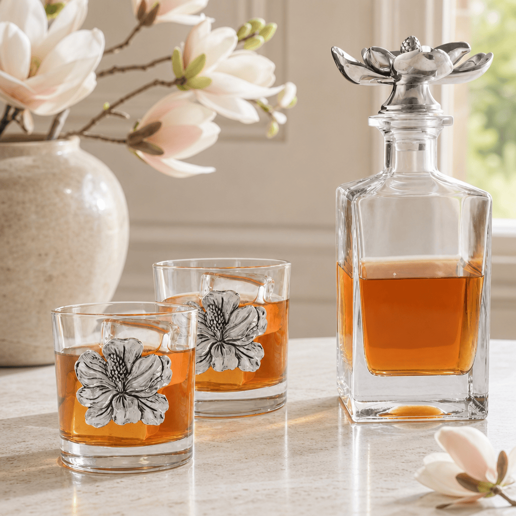 Arthur Court Magnolia Magnolia Decanter Set with Glasses