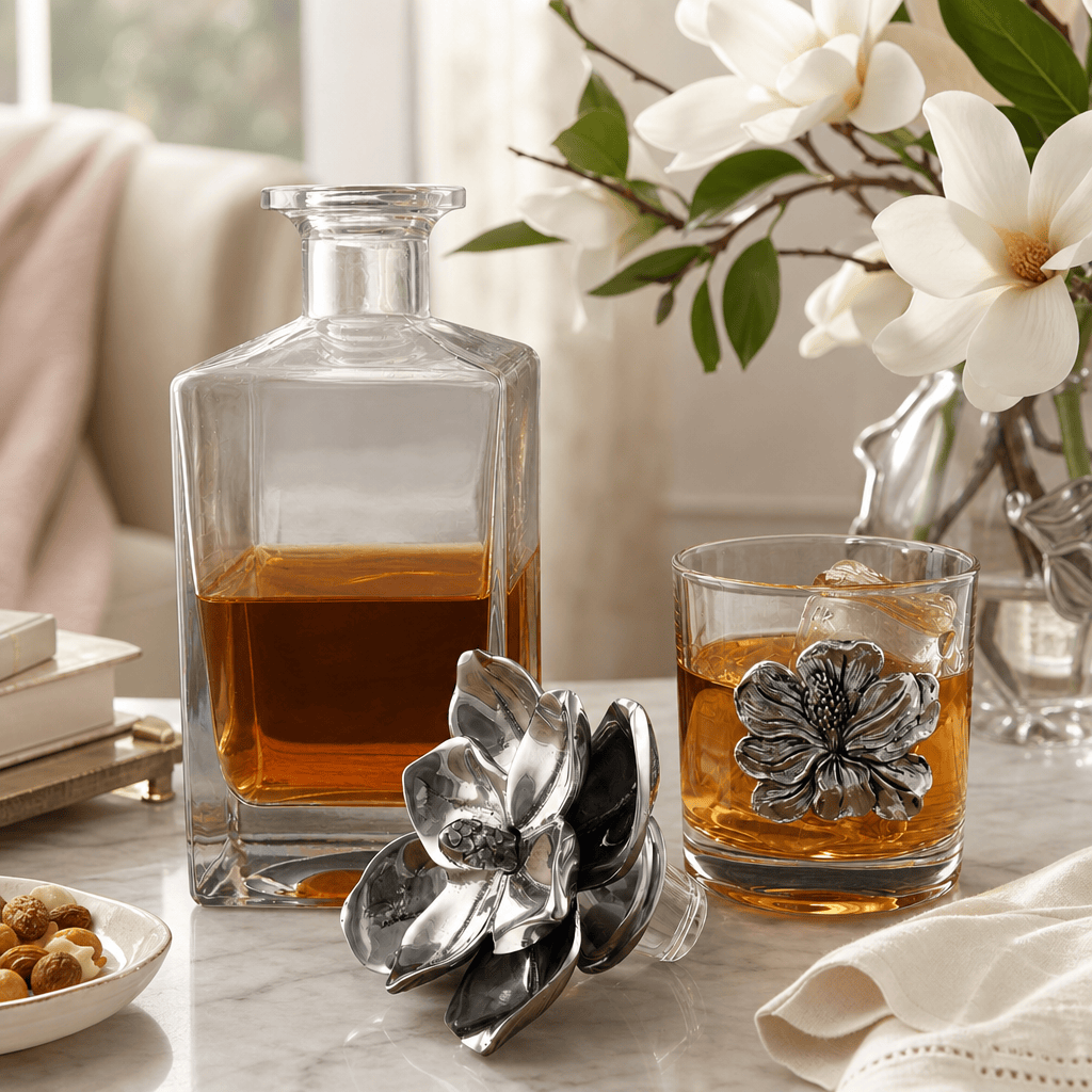 Arthur Court Magnolia Magnolia Decanter Set with Glasses