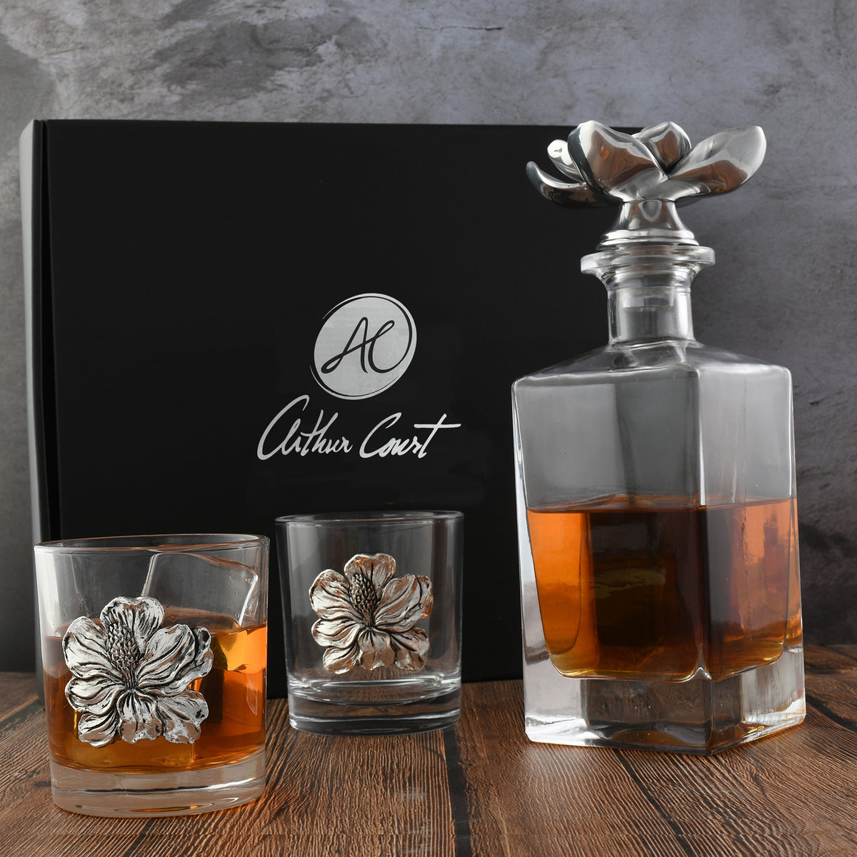 Arthur Court Magnolia Magnolia Decanter Set with Glasses