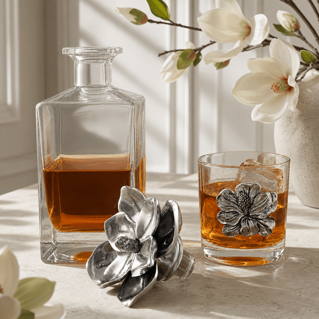 Arthur Court Magnolia Magnolia Decanter Set with Glasses