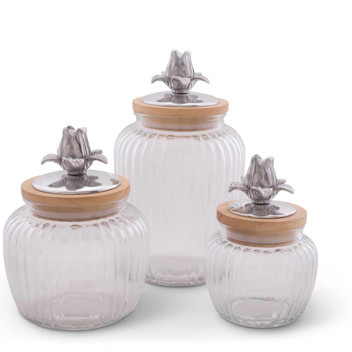 Arthur Court Magnolia Magnolia Knob Glass Canisters