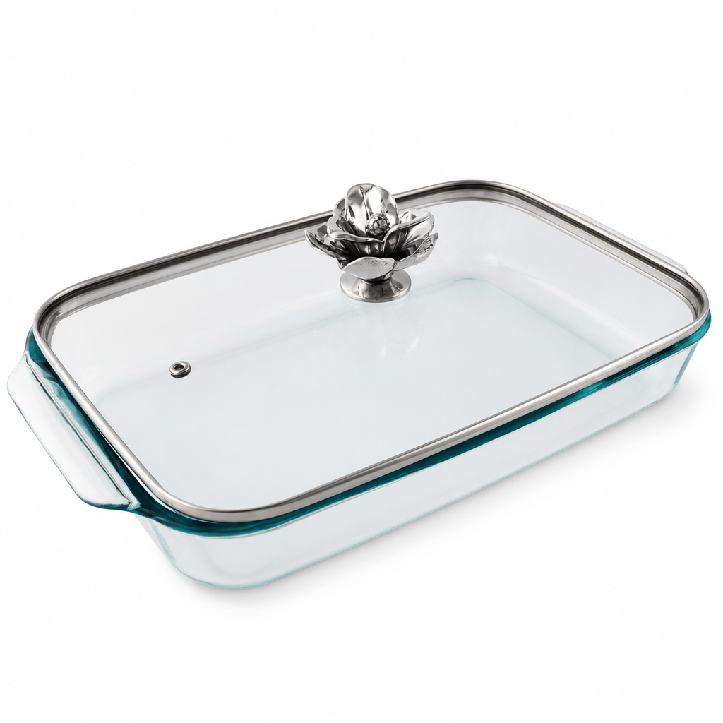 Arthur Court Magnolia Magnolia Lid with Pyrex 3 quart Baking Dish