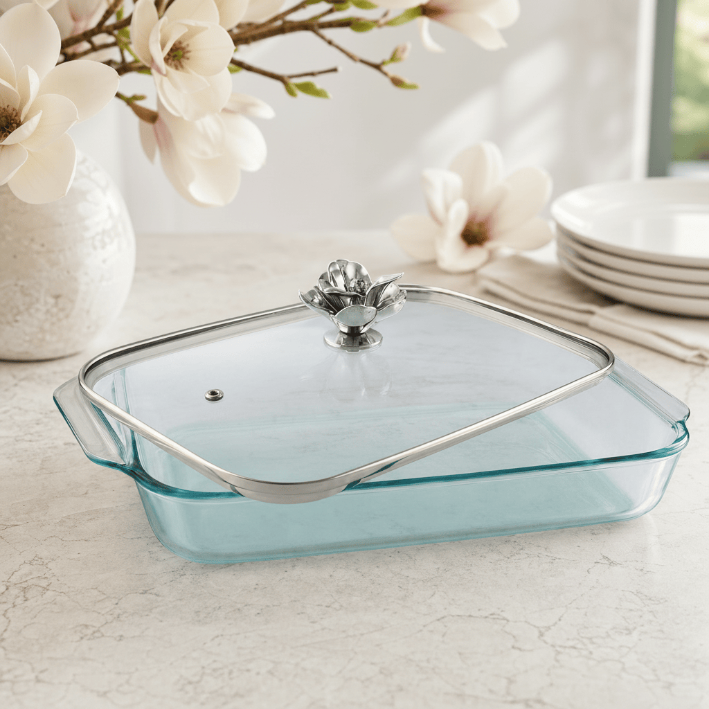 Arthur Court Magnolia Magnolia Lid with Pyrex 3 quart Baking Dish
