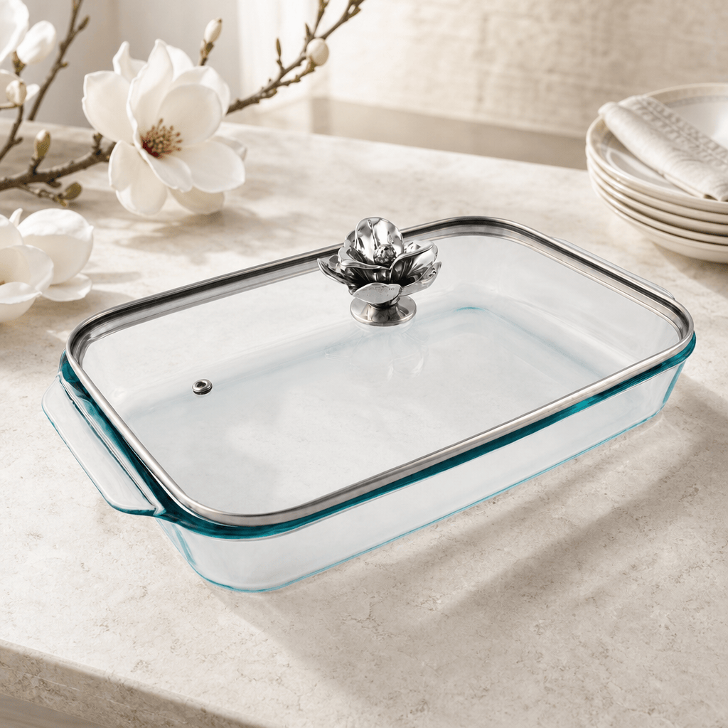 Arthur Court Magnolia Magnolia Lid with Pyrex 3 quart Baking Dish