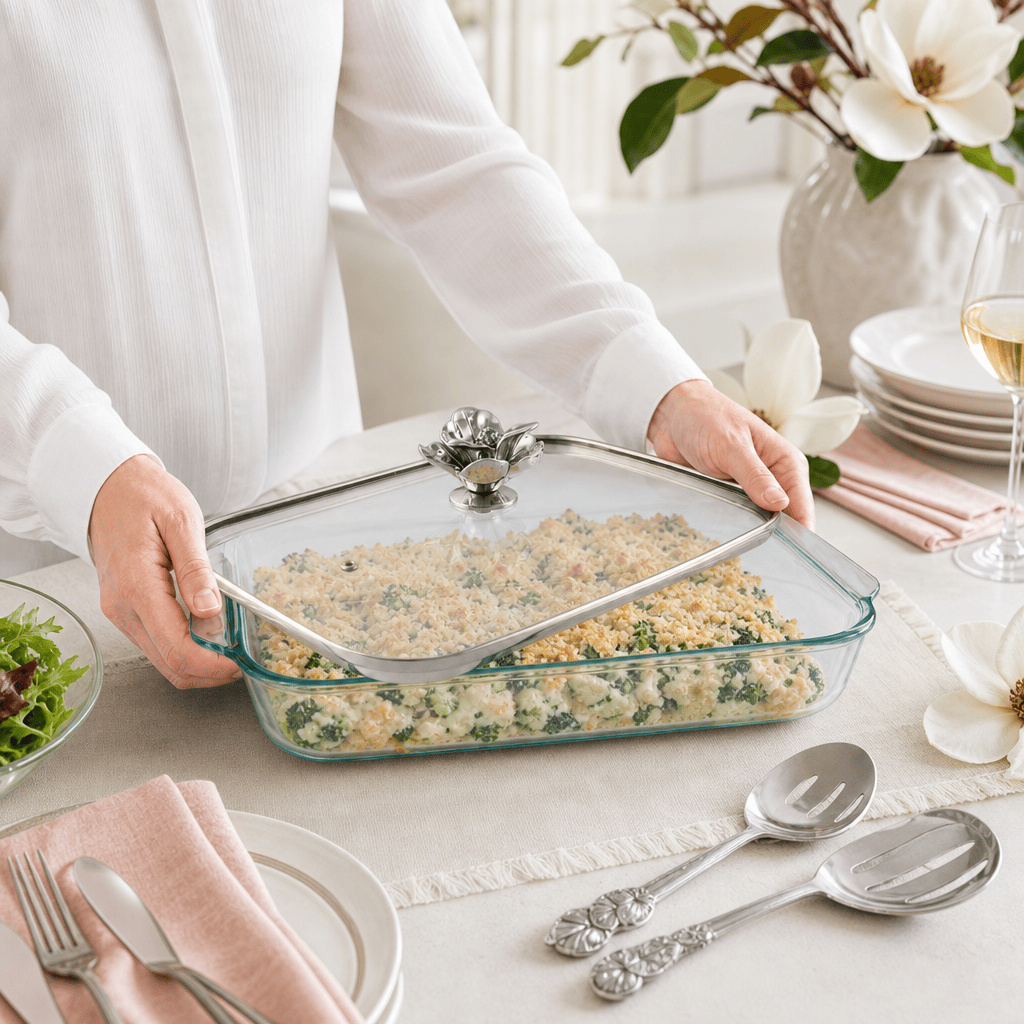 Arthur Court Magnolia Magnolia Lid with Pyrex 3 quart Baking Dish