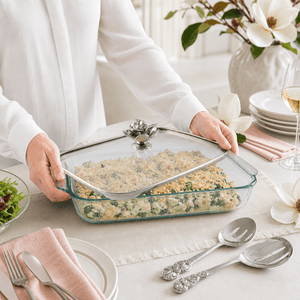 Arthur Court Magnolia Magnolia Lid with Pyrex 3 quart Baking Dish