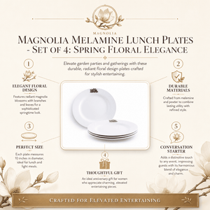 Arthur Court Magnolia Magnolia Melamine Lunch Plates - Set of 4