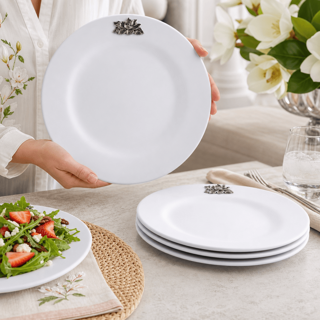 Arthur Court Magnolia Magnolia Melamine Lunch Plates - Set of 4