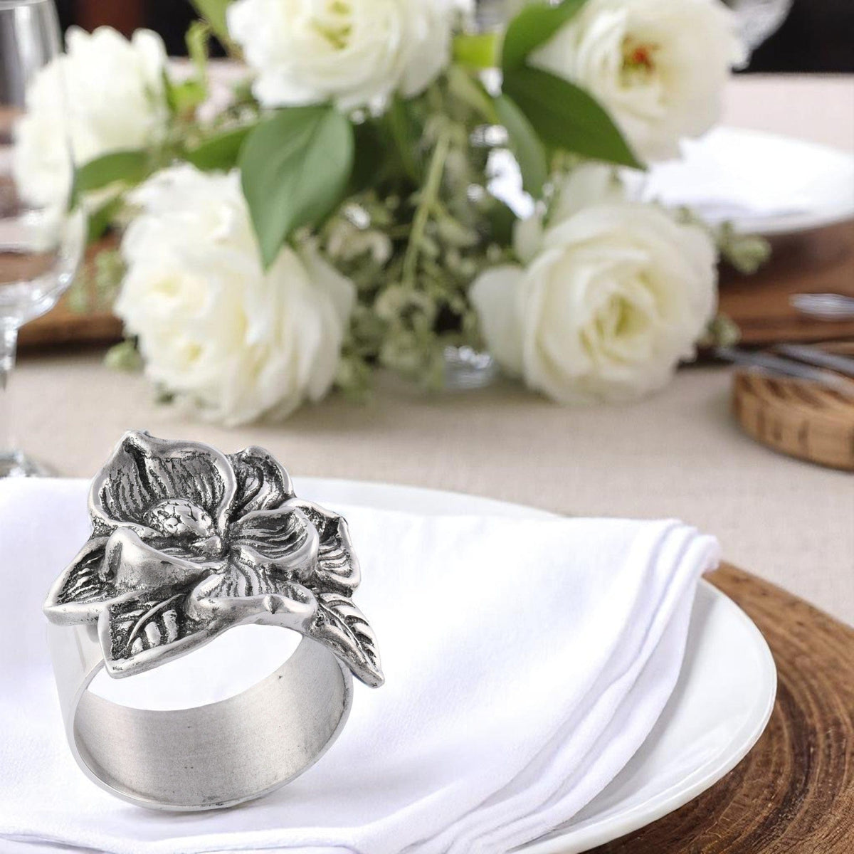 Arthur Court Magnolia Magnolia Napkin Rings - set of 4