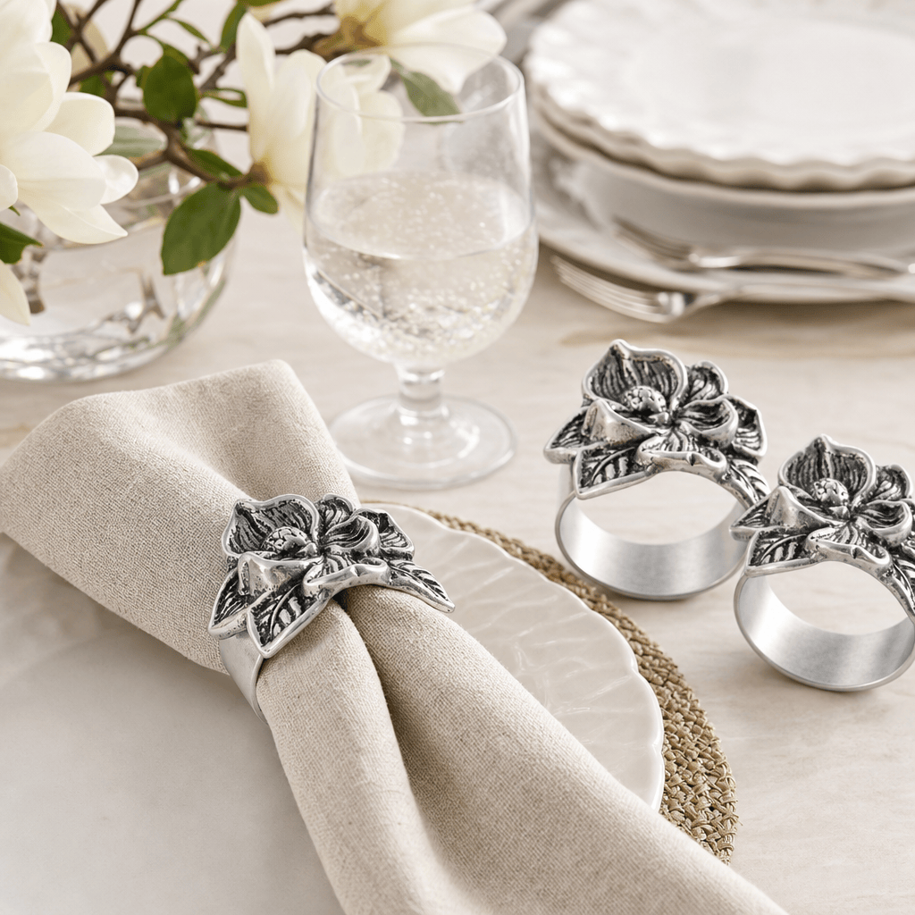 Arthur Court Magnolia Magnolia Napkin Rings - set of 4