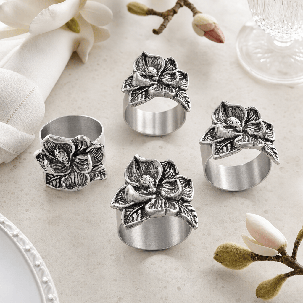 Arthur Court Magnolia Magnolia Napkin Rings - set of 4